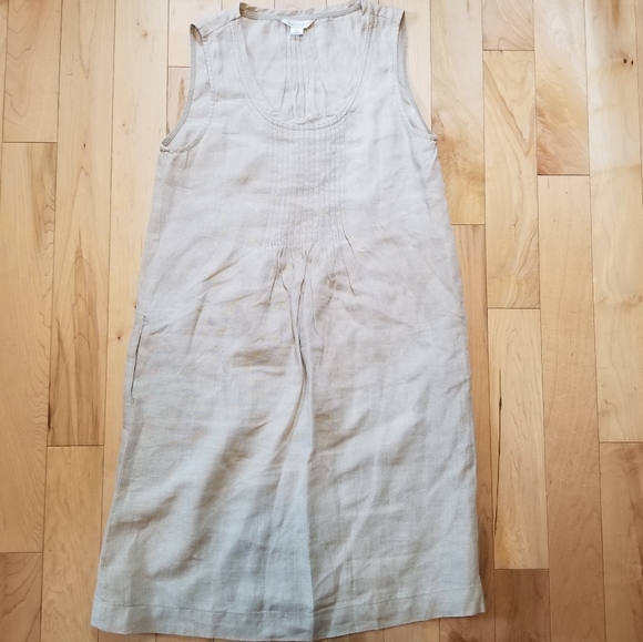 Garnet Hill Dresses & Skirts - Garnet Hill 100% Linen sleeveless beige dress 04
